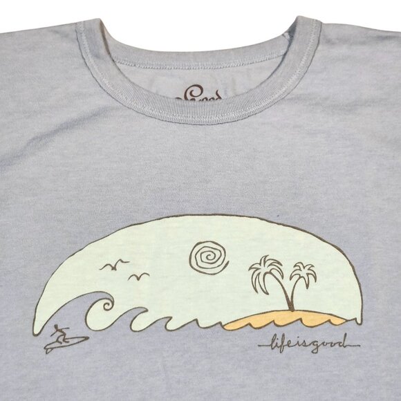 Life Is Good Karma Island Surfer Mens Blue Graphic T-Shirt Medium - Picture 2 of 10